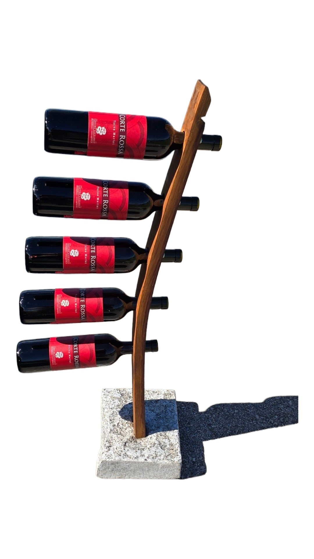 Portabottiglie artigianale in doga di Barrique e pietra
