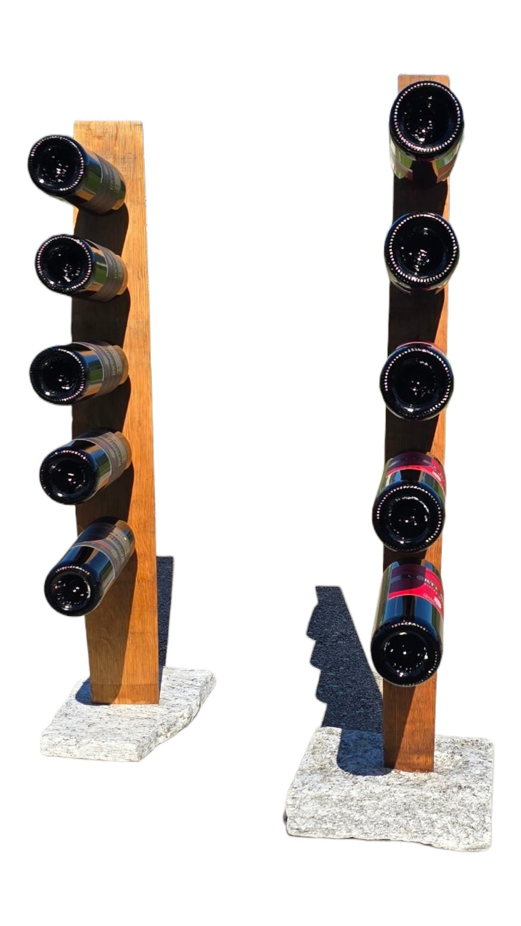 Portabottiglie artigianale in doga di Barrique e pietra