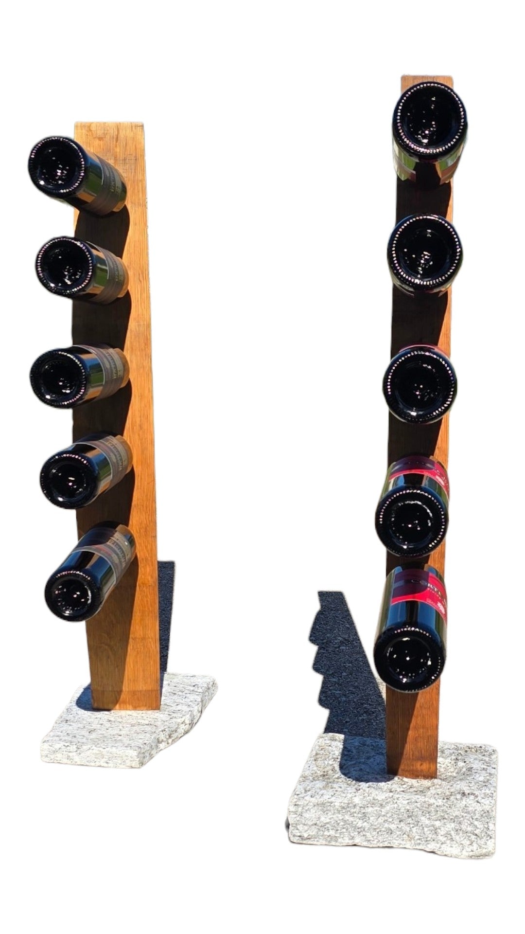 Portabottiglie artigianale in doga di Barrique e pietra