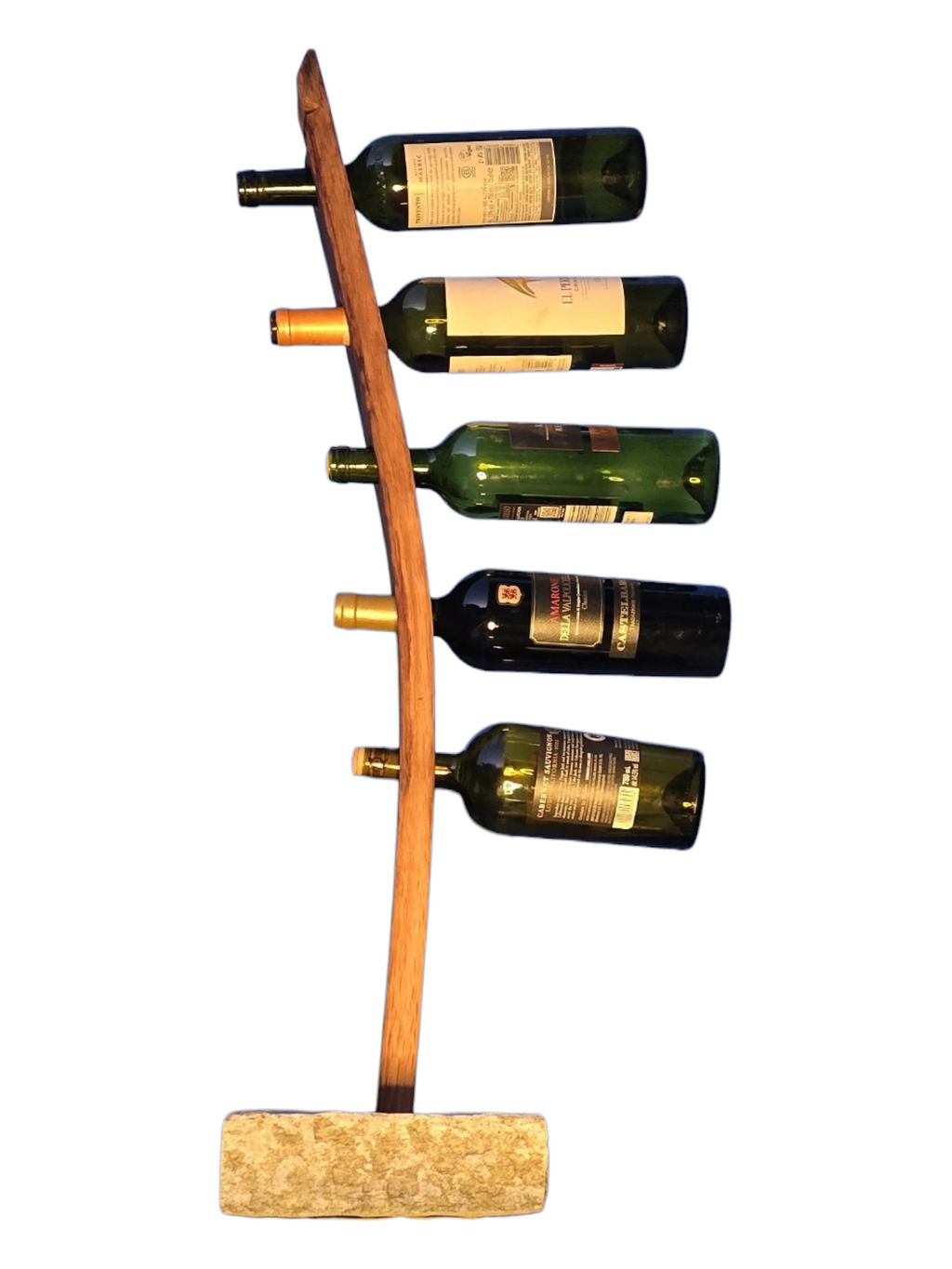 Portabottiglie artigianale in doga di Barrique e pietra
